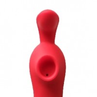 Vibrating and Sucking Vibrator with 12-Speed, Medical Grade Silicone, Waterproof, Rechargeable, RED